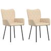 vidaXL Eetkamerstoelen 2 st stof cr&egrave;mekleurig