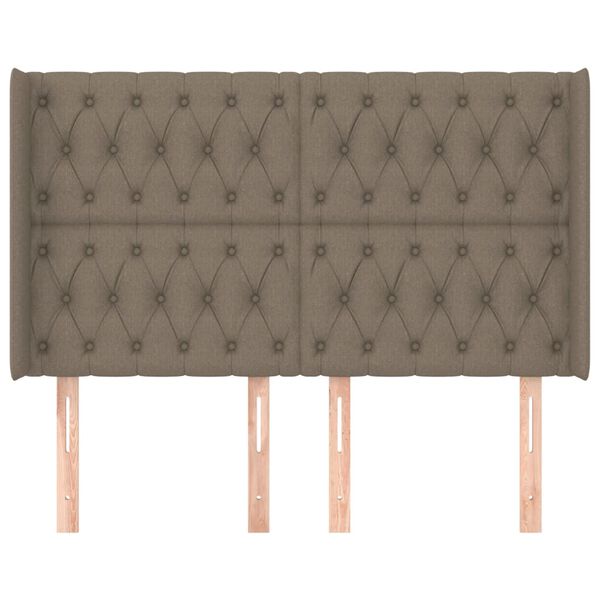 vidaXL Hoofdbord met randen 147x16x118/128 cm stof taupe