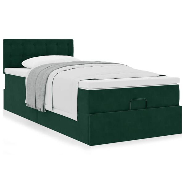 vidaXL Ottoman bed met matras 80x200cm fluweel donkergroen