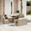 vidaXL 9-delige Loungeset met kussens poly rattan beige