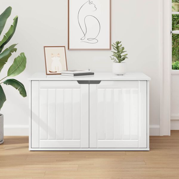 vidaXL Kattenhuis Glanzend Wit 85 x 55 x 50,5 cm Bewerkt hout