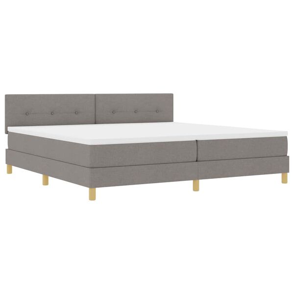 vidaXL Boxspringbed met kussen met hoofdeinde Taupe 200 x 200 cm Stof