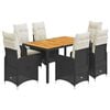 vidaXL 7-delige Bistroset met kussens poly rattan zwart