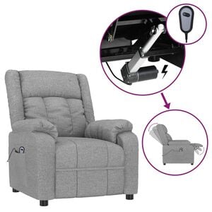 vidaXL Fauteuil elektrisch verstelbaar stof lichtgrijs