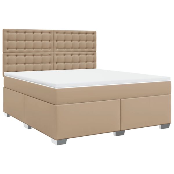 vidaXL Boxspring met matras kunstleer cappuccinokleurig 180x200 cm