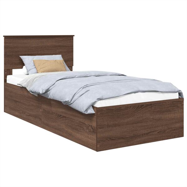 vidaXL Bedframe met hoofdeinde Bruin Eiken 120 x 200 cm Bewerkt hout