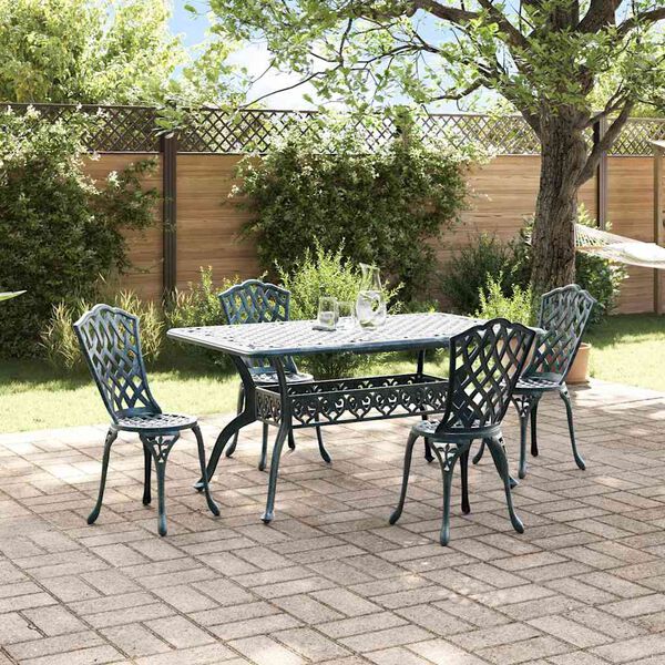 vidaXL Tuin eettafelset 5 pcs Groen Aluminium
