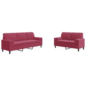 vidaXL 2-delige Loungeset met kussens en bolsters fluweel wijnrood