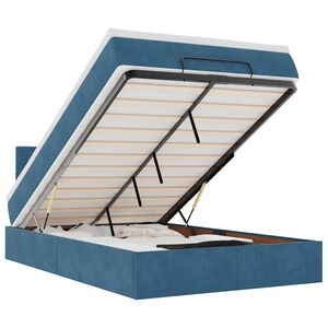 vidaXL Bed poef met matras en LED's 120x190 cm fluweel donkerblauw