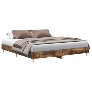 vidaXL Bedframe zonder matras 200x200 cm spaanplaat gerookt eiken