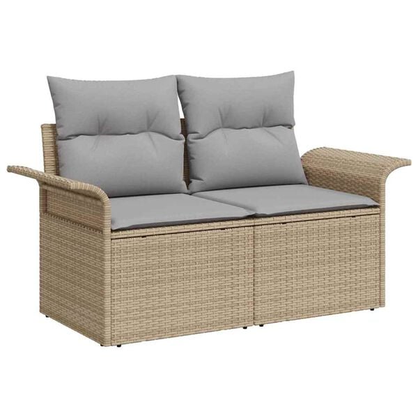 vidaXL Tuin Sofa Set met opslag 6 pcs Beige Poly riet