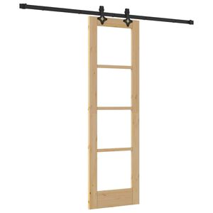 vidaXL Schuifdeur Naturel 61 x 198,5 cm Massief grenenhout en glas