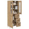 vidaXL Hoge kast met lade Artisan Eiken 69,5 x 34 x 90 cm Bewerkt hout