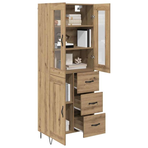 vidaXL Hoge kast met lade Artisan Eiken 69,5 x 34 x 90 cm Bewerkt hout
