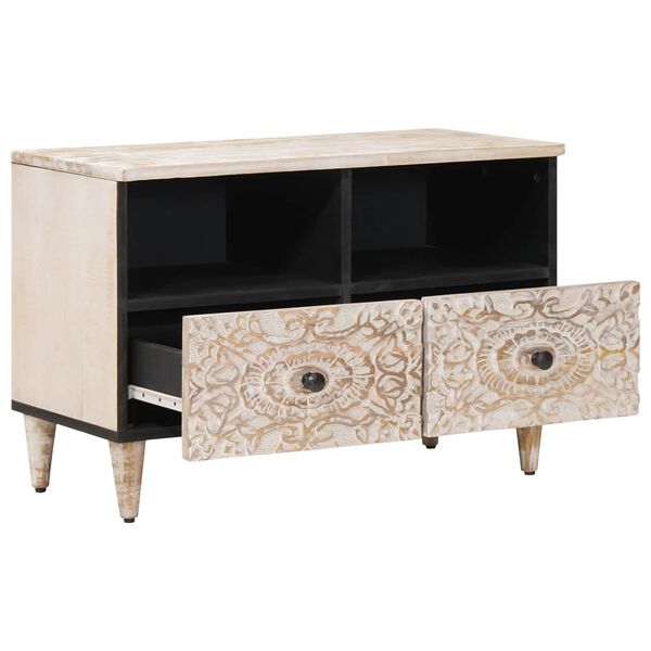 vidaXL TV-kast met opslag Wit 70 x 33,5 x 46 cm Massief Mango Hout