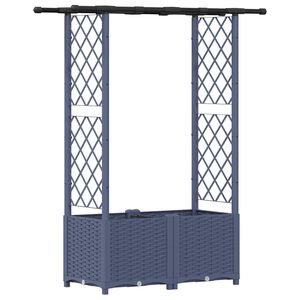 vidaXL Verhoogd Bed met Trellis en Dak Grijs 124,5 x 40 x 138 cm PP