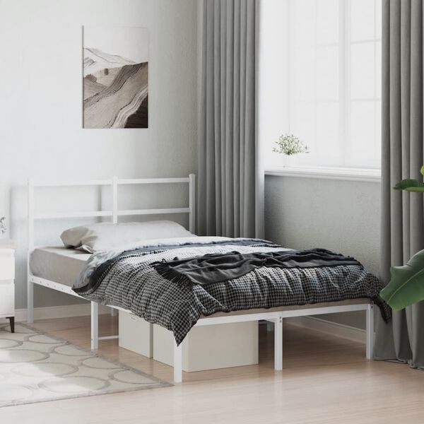 vidaXL Bedframe met hoofdbord metaal wit 120x190 cm