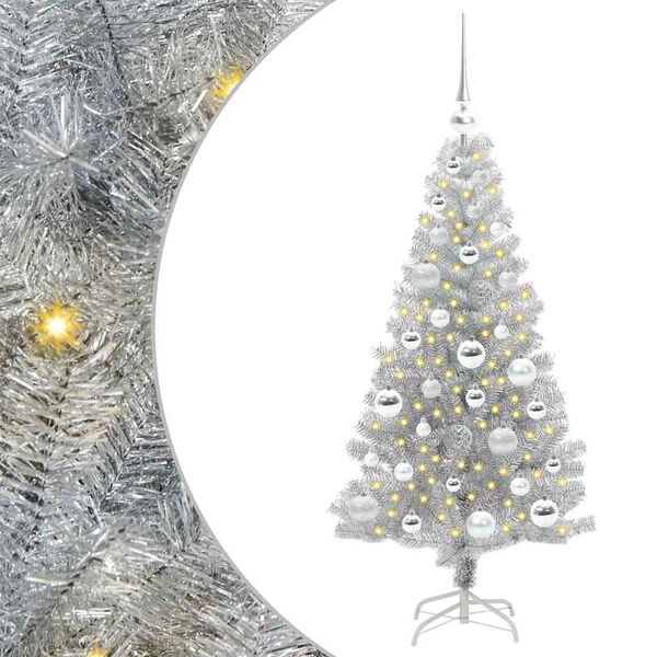 vidaXL Kerstboom met 150 LED met standaard Zilver 120 cm PET