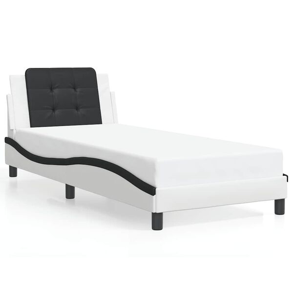 vidaXL Bedframe zonder matras "Zadar" kunstleer zwart en wit 100x200 cm