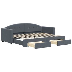 vidaXL Slaapbank onderschuifbed en lades 80x200 cm fluweel donkergrijs