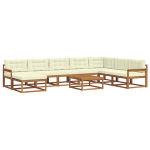 vidaXL Buiten bankenset met kussen 9 pcs Natuurlijk en Cr&egrave;me