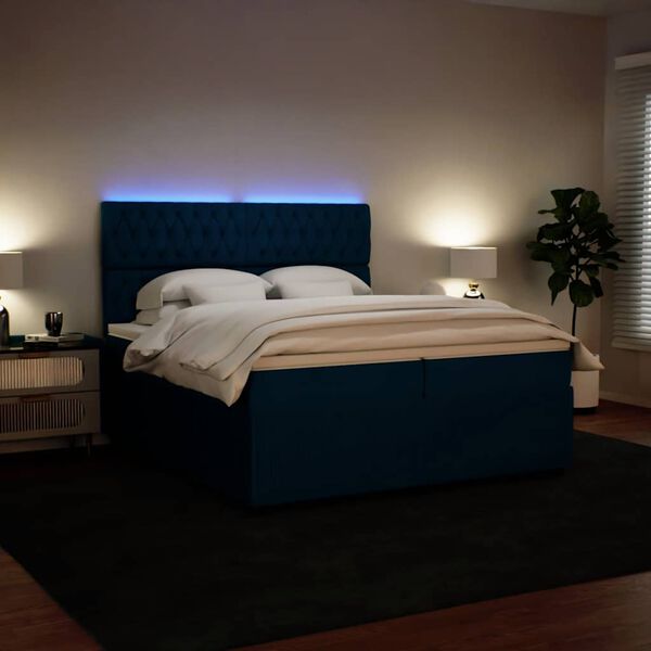 vidaXL Boxspring met matras fluweel blauw 200x200 cm