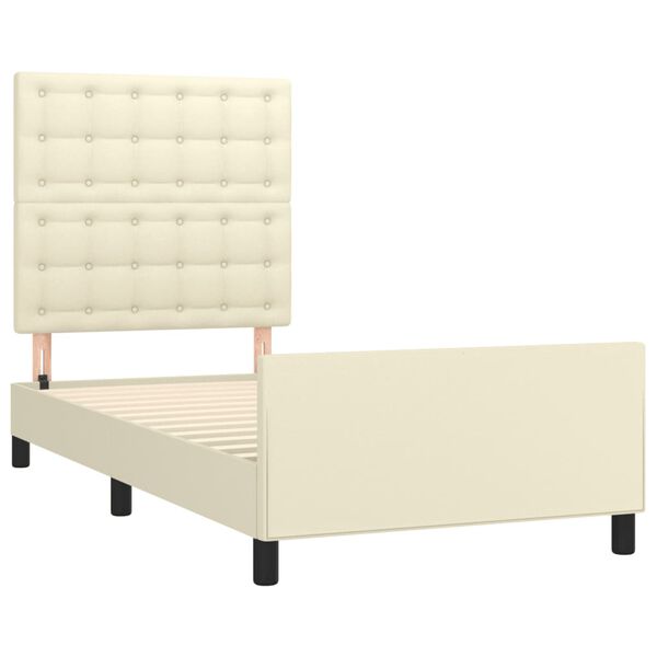 vidaXL Bedframe met hoofdbord kunstleer cr&egrave;mekleurig 90x200 cm