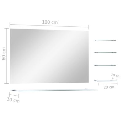 vidaXL Wandspiegel met 5 schappen 100x60 cm zilverkleurig