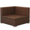 vidaXL 3-delige Loungeset met kussens poly rattan bruin