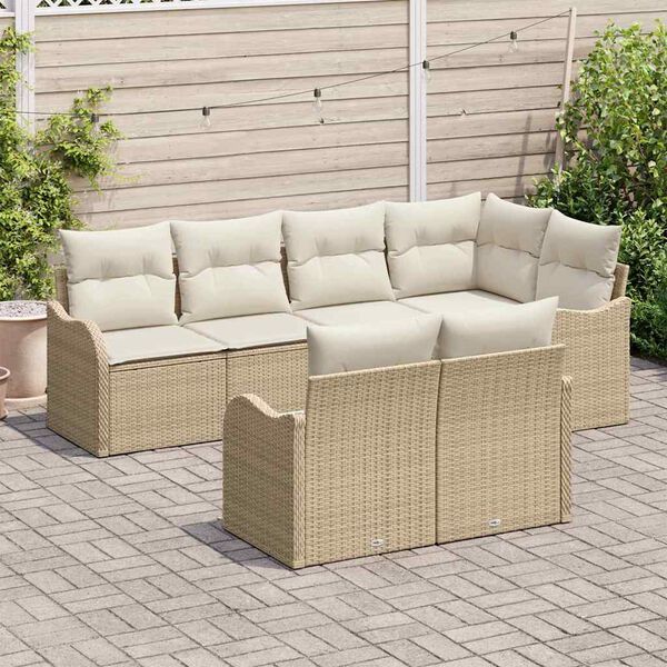 vidaXL Tuin Sofa Set Beige poly rattan