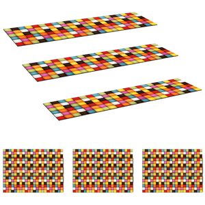 vidaXL Trapmatten 15 st 76 x 20 cm Kleurrijk blokpatroon Polyester