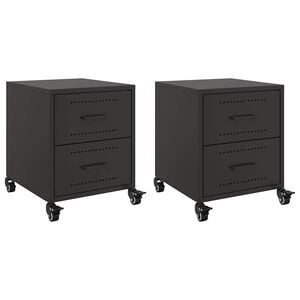 vidaXL Nachtkastjes 2 st 36x39x43,5 cm staal zwart