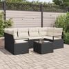 vidaXL Tuin Sofa Set 7 pcs Zwart en Cr&egrave;me Poly rattan, staal en glas