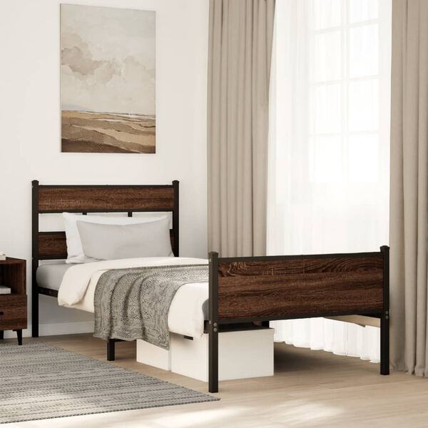 vidaXL Bedframe zonder matras bewerkt hout bruin eikenkleur 100x200 cm