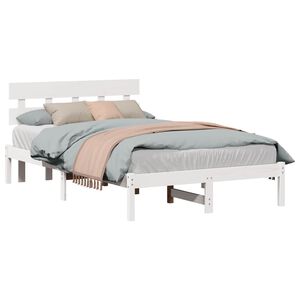 vidaXL Bedframe met hoofdeinde Wit 120 x 190 cm Massief grenenhout