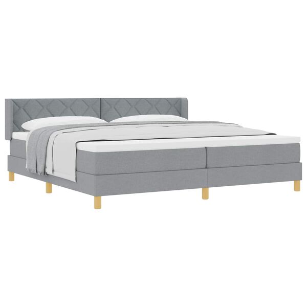 vidaXL Boxspringbed met matras Lichtgrijs 200 x 200 cm Stof
