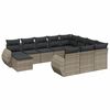 vidaXL 11-delige Loungeset met kussens poly rattan grijs