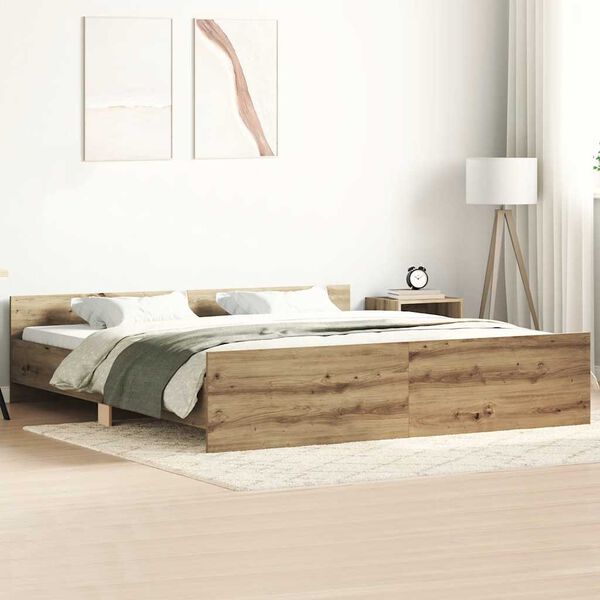 vidaXL Bedframe zonder matras spaanplaat artisanaal eikenkleurig