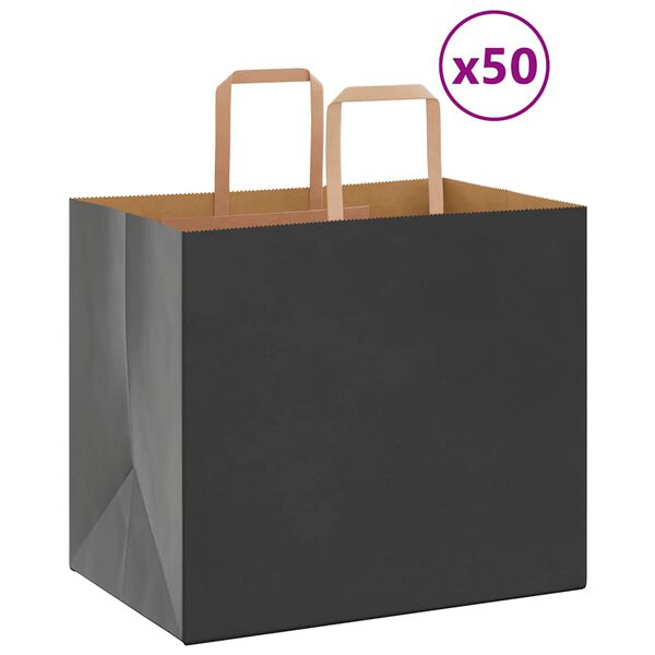 vidaXL Papieren zakken 50 st met hengsels 32x22x28 cm zwart