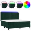 vidaXL Boxspring met matras en LED fluweel donkergroen 180x200 cm