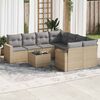 vidaXL 9-delige Loungeset met kussens poly rattan beige