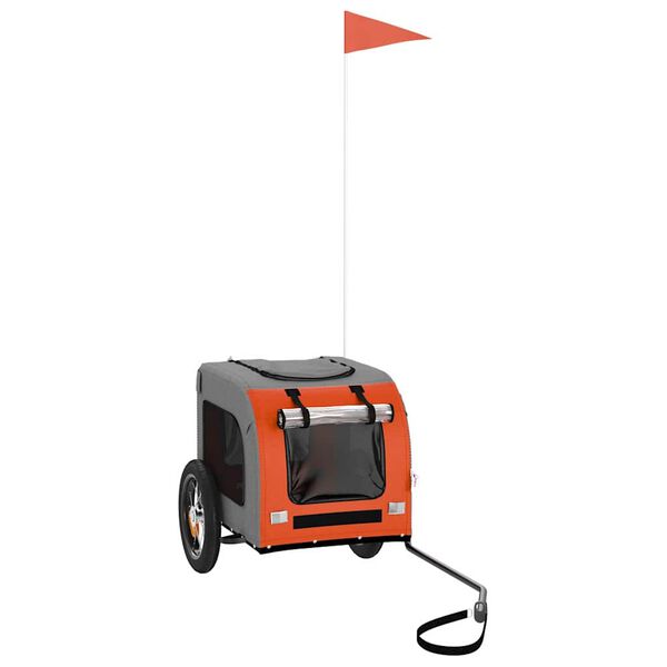 vidaXL Fietskar voor huisdieren Oranje en grijs 124 x 53 x 53 cm