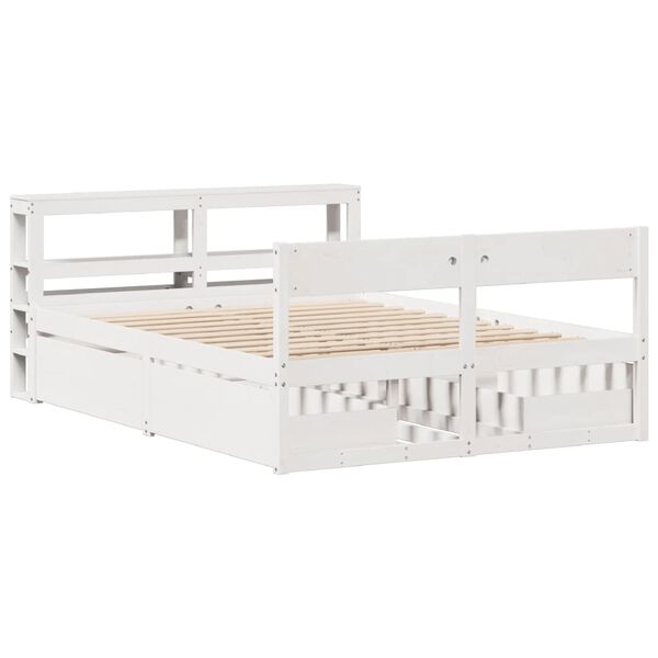 vidaXL Bedframe zonder matras massief grenenhout wit 135x190 cm