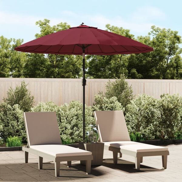 vidaXL Parasol met aluminium paal 270 cm bordeauxrood