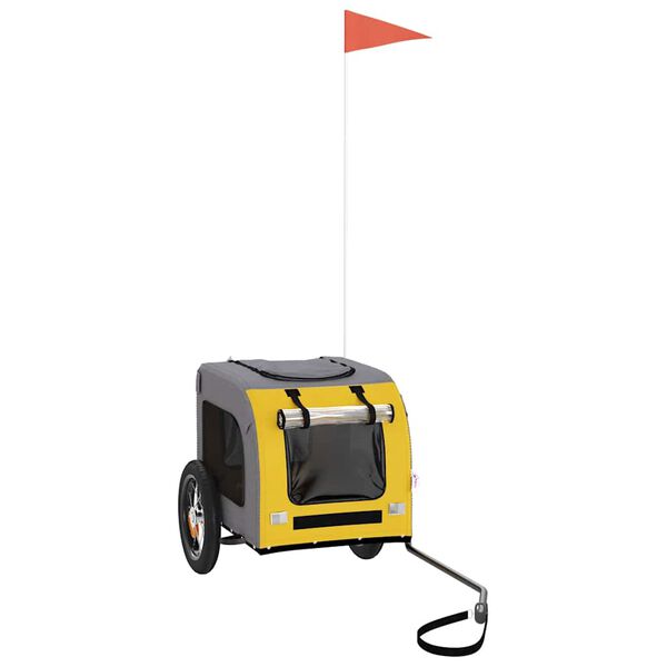 vidaXL Hondenfietstrailer oxford stof en ijzer geel en grijs