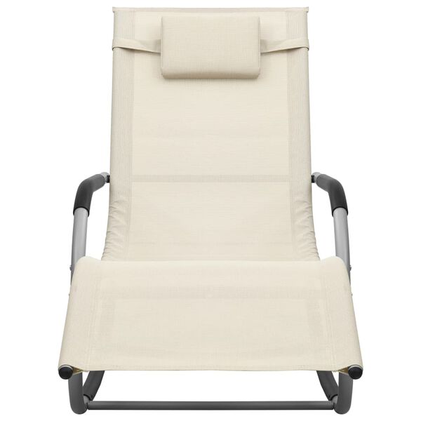 vidaXL Ligbed textileen crèmekleurig en grijs