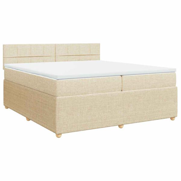 vidaXL Boxspring met matras stof cr&egrave;mekleurig 200x200 cm