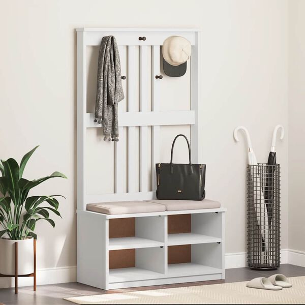 vidaXL Kapstok SANDNES wit 87x40x159,5 cm massief grenenhout