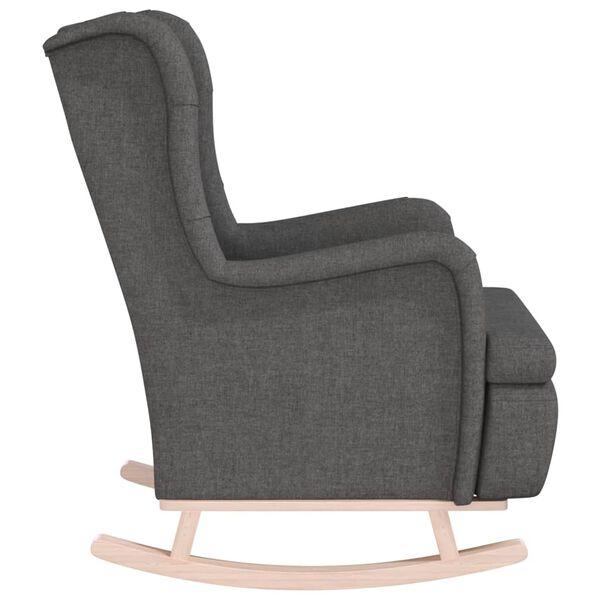 vidaXL Fauteuil met massief rubberwood schommelpoten stof donkergrijs