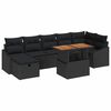 vidaXL Tuinbankenset met kussen met opslag 8 pcs Zwart poly rattan